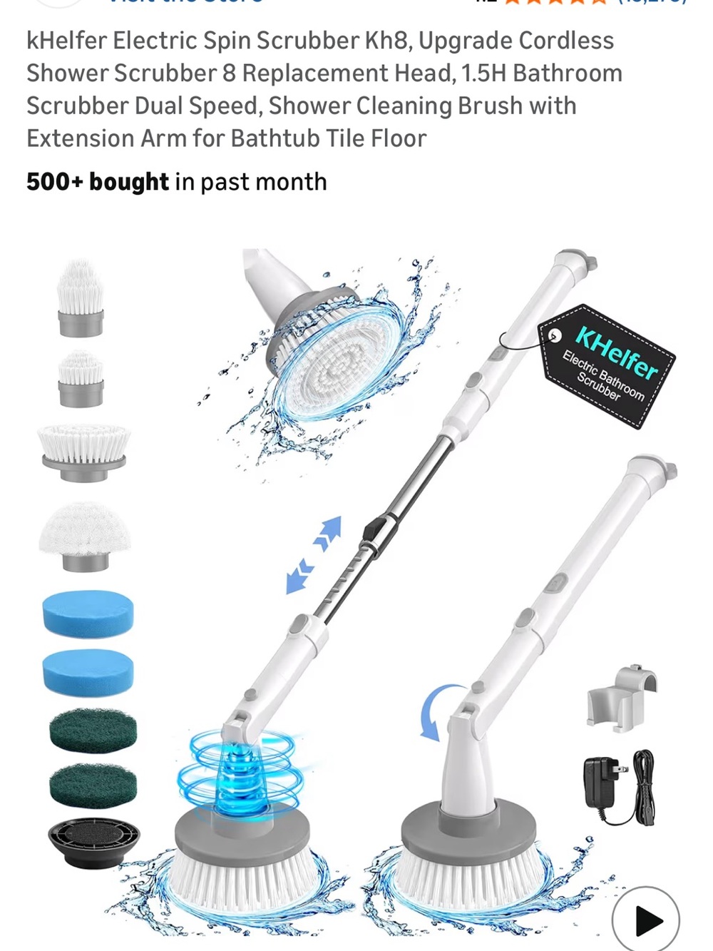 Amazon Electric Spin Scrubber in White and Blue